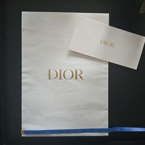 Dior White Paper Bag with Gold Logo and Matching Card